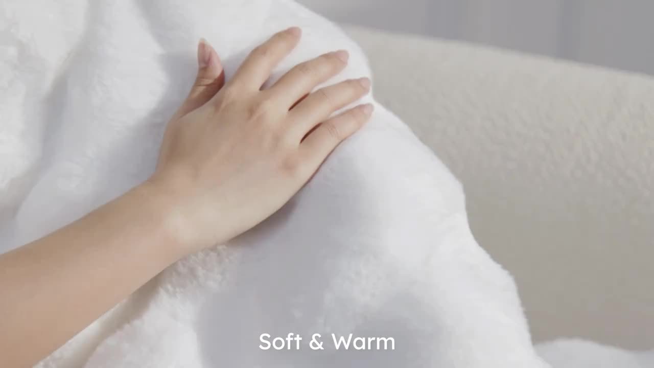 Luxury Soft Fluffy Faux Rabbit Fur Blanket, Cozy Plush Throw